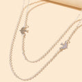 Female Jewelry Wholesale Price Double layer Silver Chain Bird Clavicle Necklace