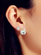 3 pairs Luxury Cubic Zirconia Round Square Stud Earrings Wedding Engagement Gift