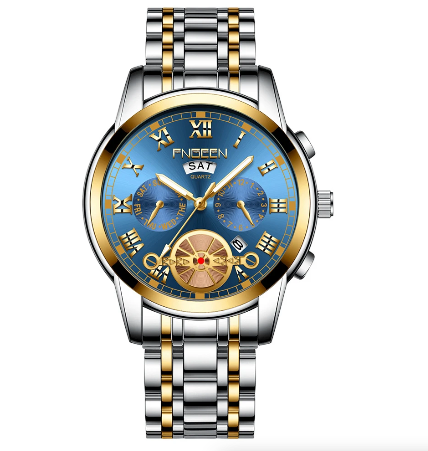 Elevate Your Style with the Men's Stainless Steel Quartz Classic Waterproof Watch by FNGEEN