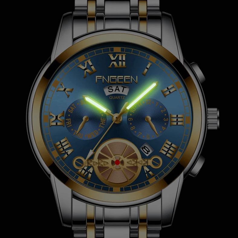 Elevate Your Style with the Men's Stainless Steel Quartz Classic Waterproof Watch by FNGEEN